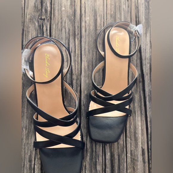 NEW CHUNKY PLATFORM HIGH HEEL ANKLE STRAP SHOES FOR WOMEN SIZE 8 BLACK - Picture 4 of 15